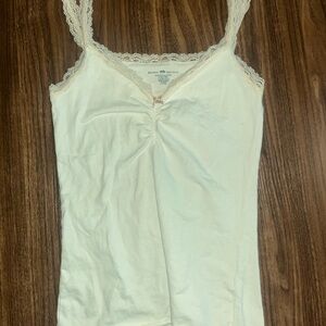 Brandy Melville White Lace Trim Tank Top